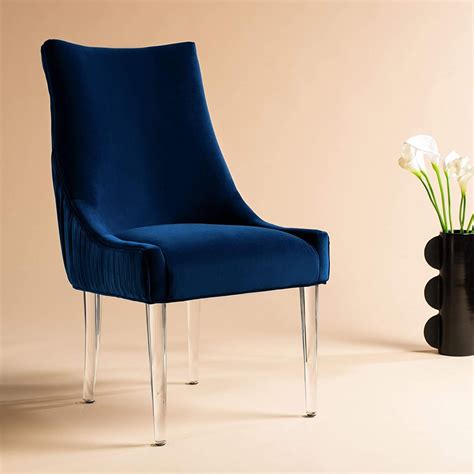 De Acrylic Leg Dining Chair Blue Modern Contemporary Upholstered Home