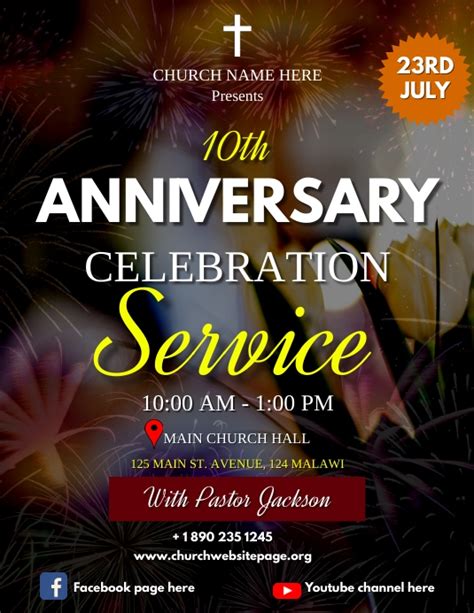 Church Anniversary Celebration Poster Template Postermywall