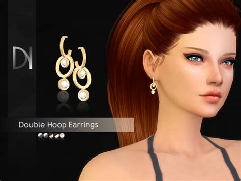 The Sims Resource Double Hoop Earrings By Darknightt • Sims 4 Downloads