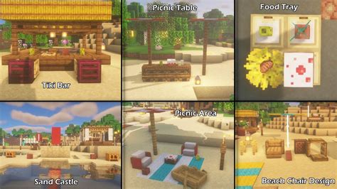 6 Minecraft Summer Beach Designs Food Tray Picnic Area And Table