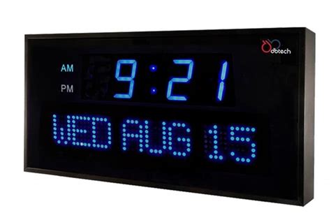 Dbtech Big Oversized Digital Blue Led Calendar Clock With Day And Date Shelf Or