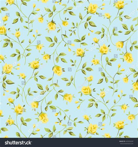 Wallpaper Vintage Yellow Flower Pattern Stock Illustration