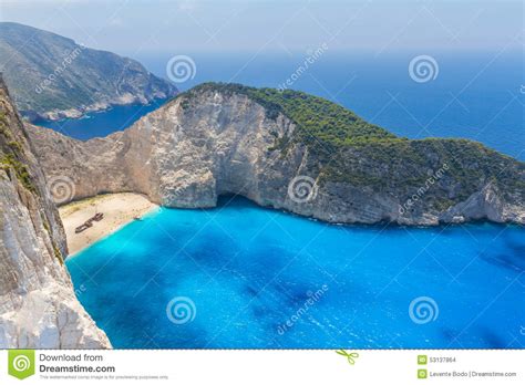 Amazing Navagio Beach In Zakynthos Island Greece Stock