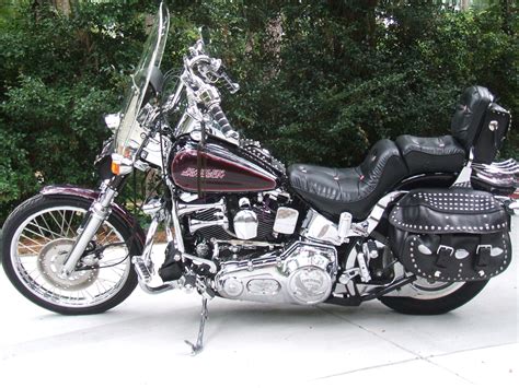 This harley has been converted to chain, rigid strut rear fender, custom metal flake paint, custom leather, tombstone taillight and. 1994 Harley-Davidson® FXSTC Softail® Custom (Purple ...