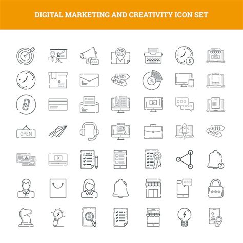 Premium Vector Digital Marketing And Creativity Icon Set