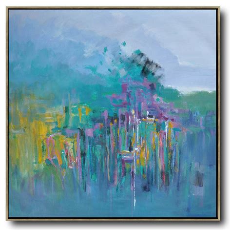 Oversized Abstract Landscape Oil Paintingwall Art Paintingbluegreen