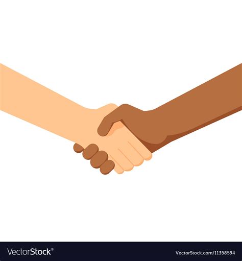 Two People Shaking Hands White And Black People Vector Image
