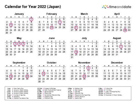 Printable Calendar 2022 For Japan Pdf
