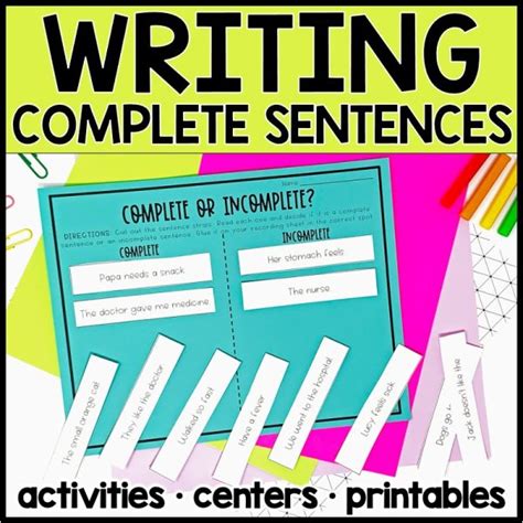 Writing Complete Sentences And Sentence Structure Simply Creative