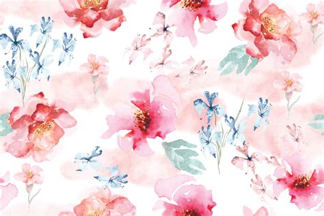 Seamless Pattern Of Rose And Orchid Painted In Watercolor On Pastel