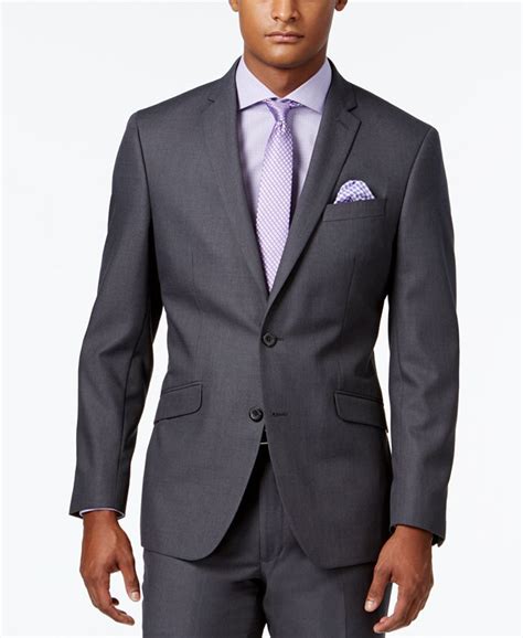 Kenneth Cole Reaction Mens Slim Fit Medium Gray Suit Macys
