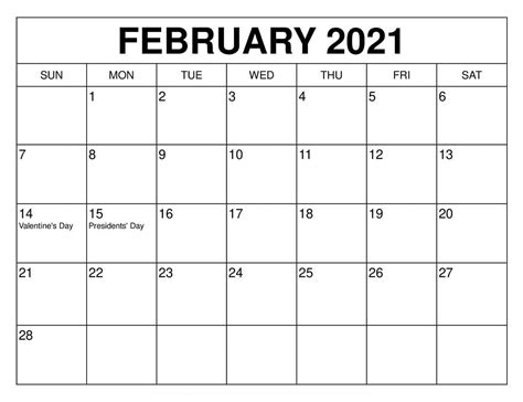 Monthly calendar for the month february in year 2021. February 2021 Calendar With Holidays | by Calendarness ...