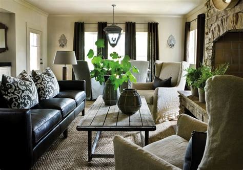 decorate  living room   black leather sofa decoholic