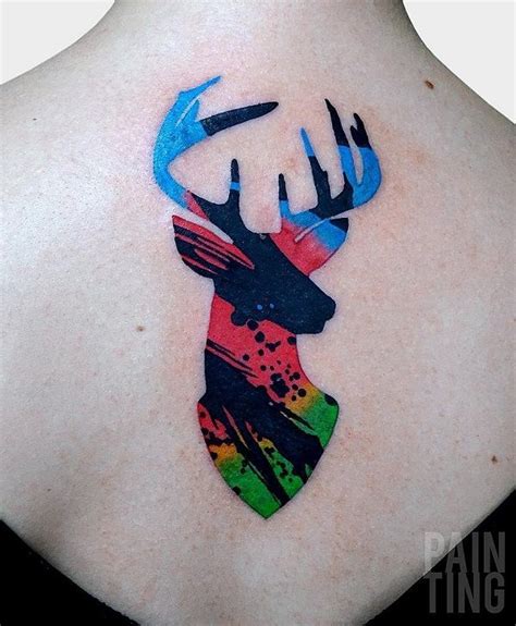 Colorful Deer Back Tattoo 45 Inspiring Deer Tattoo Designs Deer Skull