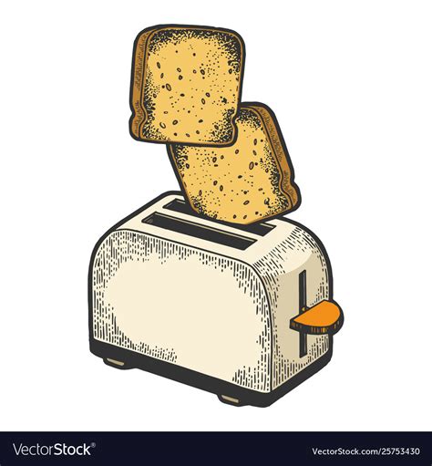 Toaster Flying Out Toast Sketch Engraving Vector Image