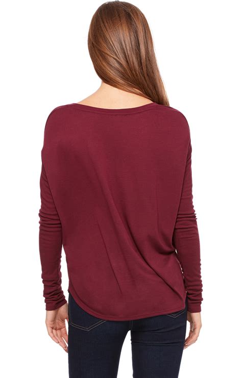 Download Bella + Canvas 8852 Maroon Ladies' Flowy Long-Sleeve T ...