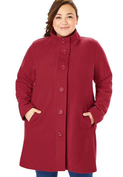 woman within woman within women s plus size fleece swing funnel neck coat
