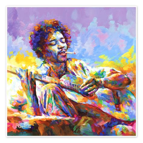Jimi Hendrix Playing The Guitar Print By Leon Devenice Posterlounge