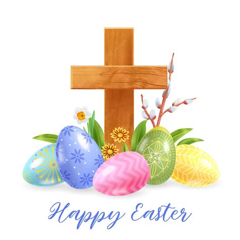 Premium Vector Realistic Easter Christian Cross Composition With