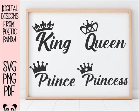 King Queen Prince Princess Svg Png Pdf Queen With Crown Etsy