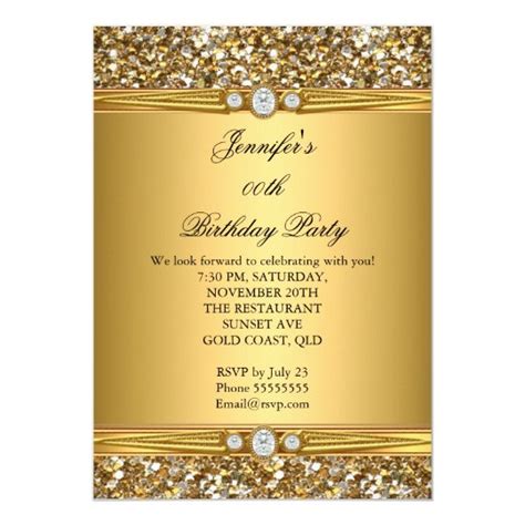 Elegant Gold Glitter Diamond Birthday Party 2 Invitation