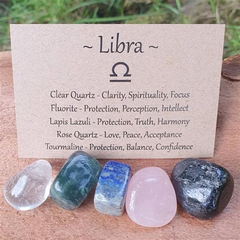 Libra Zodiac Crystal Tumblestone Set Horoscope Astrology Etsy