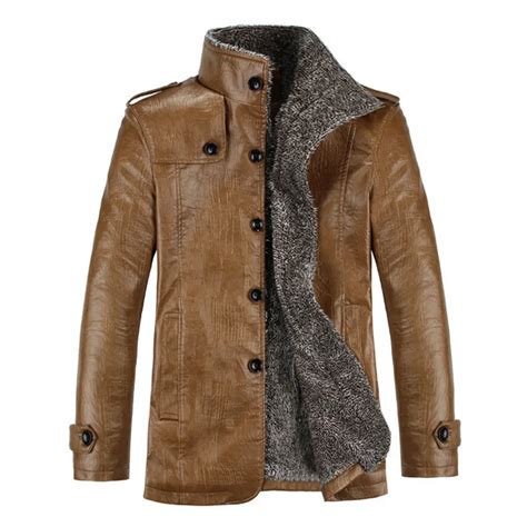 Warm Winter Men S Jackets Thicken Faux Fur Retro Pu Leather Men Coat