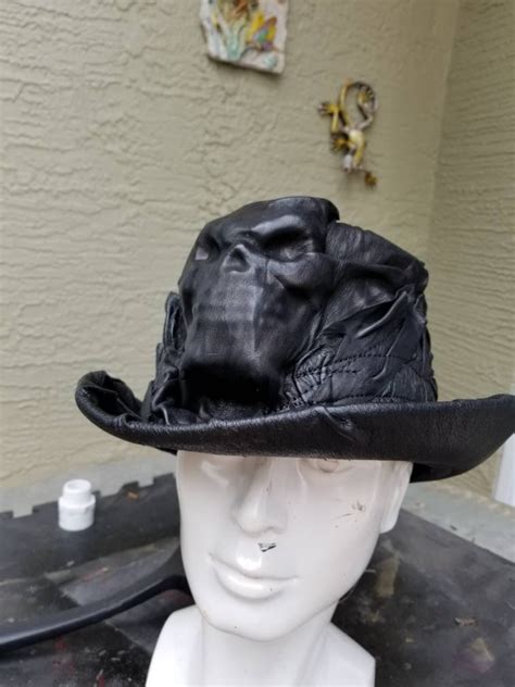 Leather Skull Top Hat Etsy