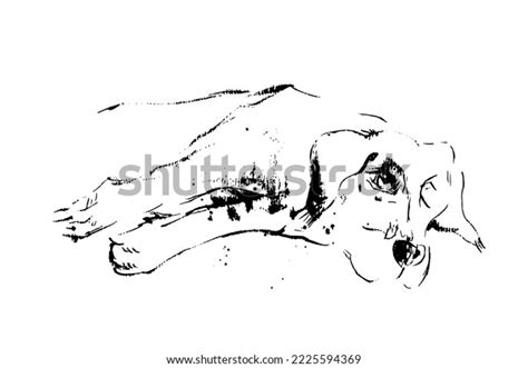 Cute Dog Lying Down Puppy Sketch Stock Vector Royalty Free 2225594369