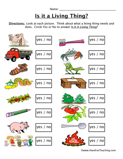 Living And Non Living Worksheets For Kids
