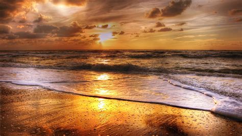 1920x1080 Sunset Beach Sea Sun Clouds Laptop Full Hd 1080p Hd 4k