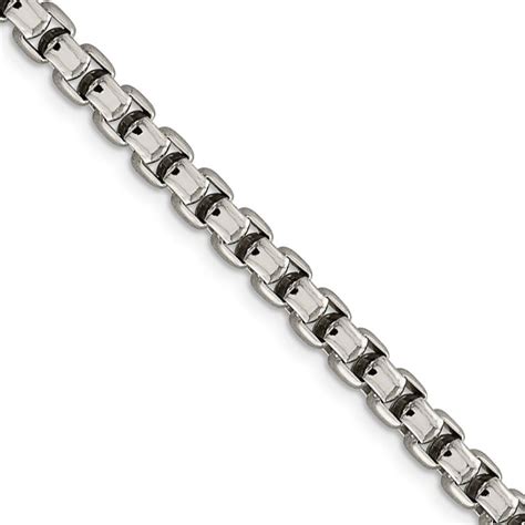 Mens 52mm Sterling Silver Solid Round Box Chain Necklace