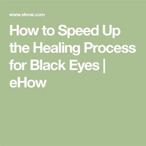 How To Speed Up The Healing Process For Black Eyes Ehow Eye Heal