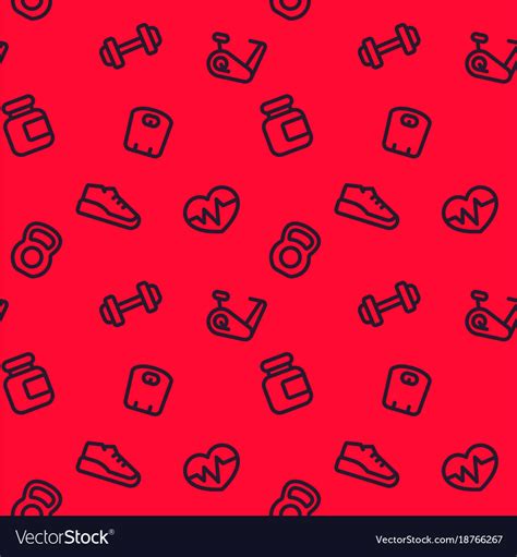 Fitness Pattern Seamless Red Background Royalty Free Vector
