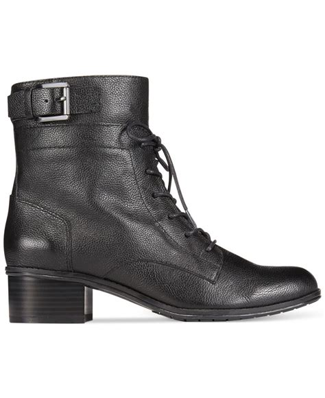 Bandolino Clovis Lace Up Booties In Black Leather Black Lyst