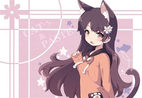 Wallpaper Anime Cat Girl Animal Ears Brown Hair Loli Long Hair