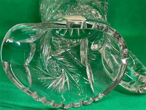 American Brilliant Period Cut Glass Pitcher Crystal Etsy