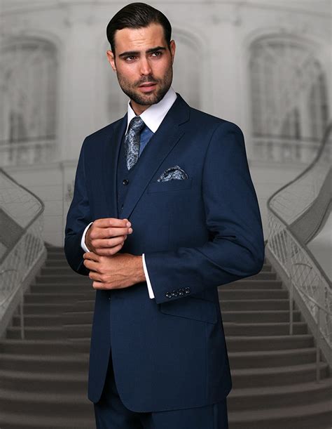 Navy Blue Italian Mens Classic Suits Wedding Groom Tuxedos Pieces