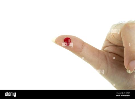 Bleeding Red Blood From The Cut Finger Wound At White Background Stock