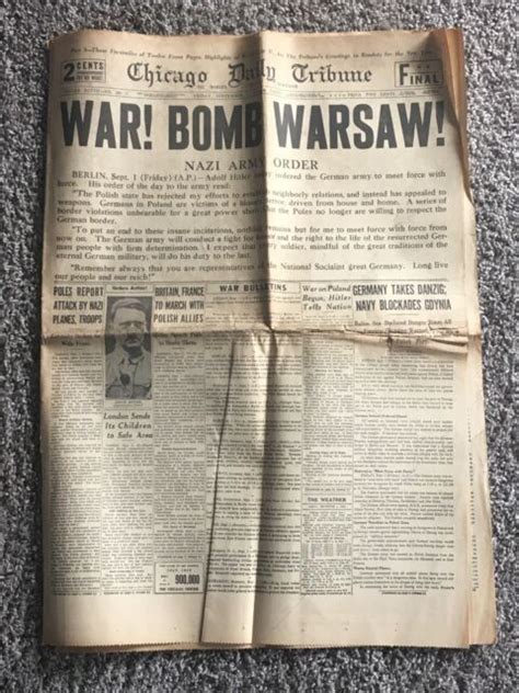 Vintage Newspaper Chicago Daily Tribune World War Ii 12 Headlines 1939 1945 Ebay