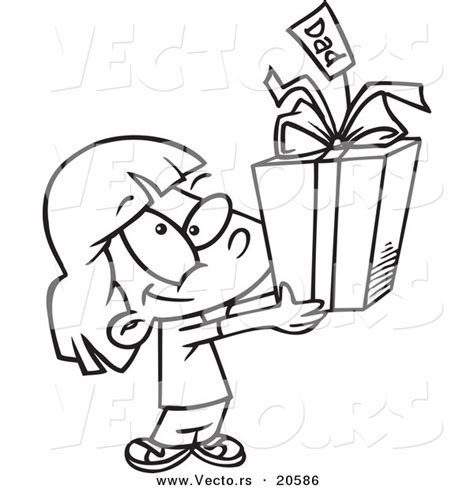 Maybe you would like to learn more about one of these? Vector of a Cartoon Cute Girl Holding a Fathers Day Gift ...