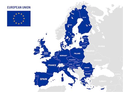 Mapa Krajów Unii Europejskiej Nazwy Krajów Członkowskich Ue
