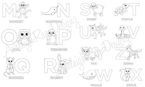 Animal Alphabet Coloring Pages Printable Instant Download Etsy