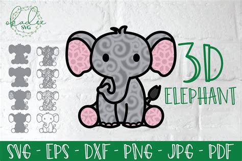3d Baby Elephant Svg Layered Jungle Svg Dxf Nursery 890087 Paper