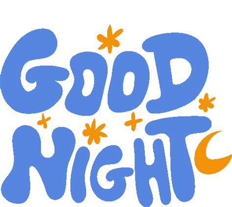 Good Night Yellow Stars And Moon Around Good Night In Blue Bubble Letters Sticker Good Night