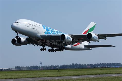 Emirates Airbus A380 Expo 2020 Landing On Runway Editorial Photo