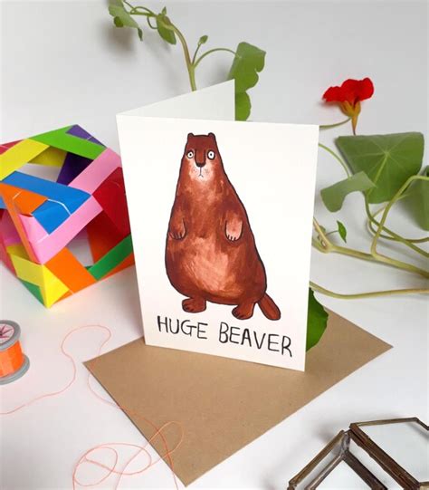 Illustrated Greetings Card Beaver Animal Funny Birthday Card Etsy Uk