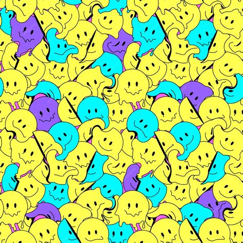 Premium Vector Funny Smile Crazy Melted Face Seamless Pattern Art