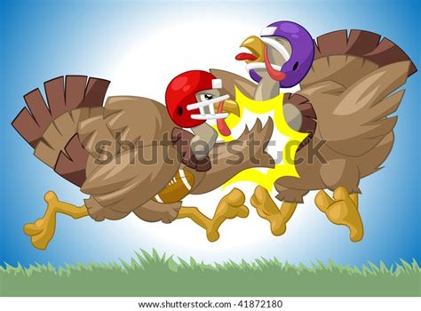 Two Turkeys Playing Football Stock Vector Royalty Free 41872180