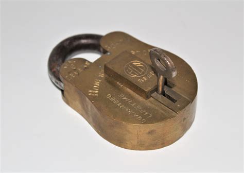 Vintage Hls Brass Padlock With Key